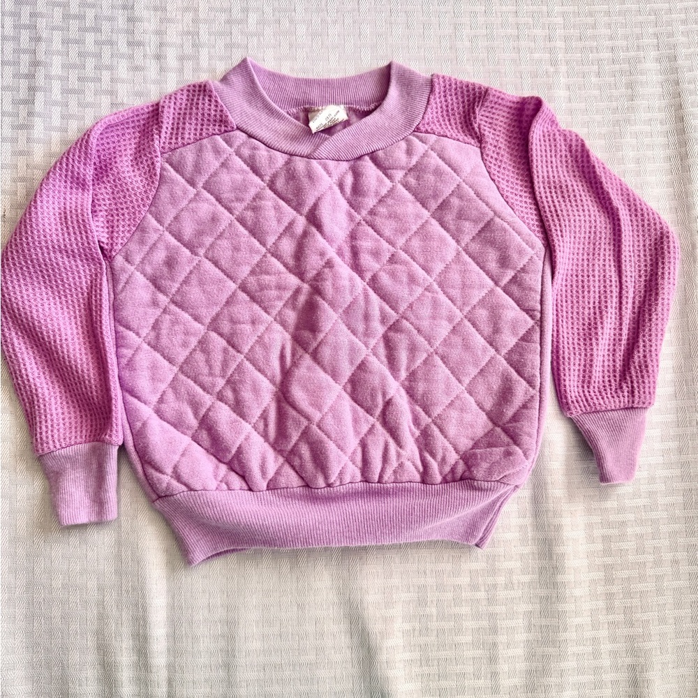 Vintage Andover Togs Quilted Sweatshirt Lavender Purple Waffle Knit Kids Size 4